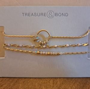 Treasure & Bond Beaded Slider Bracelets Set, Cream/Light Pink New